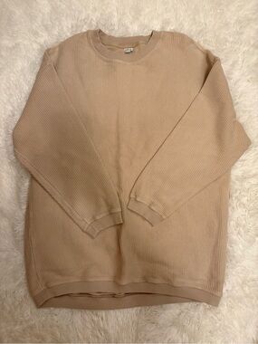 Aerie Oversized Ribbed Tan Crewneck (M)